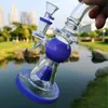 Unique Purple Heady Glass Bongs With Mouthpiece Mini Water Pipes Showerhead Perc Percolaters Pyramid Design Oil Dab Rigs With 14mm Bowl