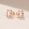 Rose Gold Square Halo Kolczyki stadninowe Prawdziwe 925 Srebrne kobiety Zestaw biżuterii imprezowej z oryginalnym pudełkiem dla Cz Diamond Girlfriend Carring4532202