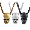 Halloween smycken skalle halsband rostfritt stål gotisk cyklist hängkedja för män kvinnor punk gåva guld svart sliver färg278o