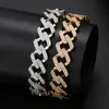 14mm 8 pouces Bling Cubain Bracelet Hommes Hip Hop Or Argent Couleur Ice Out CZ Cubain Chaîne Bracelet Hommes Hip Hop Bijoux En Gros