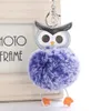 Cute Pompom Owl Keychain pom pom Key Chain Rabbit Fur Ball pompom Porte Clef Fluffy Leather Key Ring Llaveros Christmas Gift
