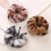 12 colors Winter Warm Leopard Faux Fur Rabbit Hair Scrunchies Decor Elastic Ring Hair Tie Ponytail Holder Hair Bands9843431