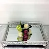 Hot sale silver crystal trim square mirror cake stand fruit plate,Wedding supplies,home Decoration