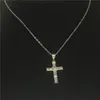 Christian Cross Pendant med halsband 925 Sterling Silver Bijoux 5a Zircon CZ Engagement Bröllopsängor för kvinnor Smycken