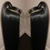 13x6 24inch Long Straight Lace Front Wig Fibre synthétique résistante à la chaleur 180% Pleine densité Partie libre pour les femmes noires Perruques naturelles pré-plumées