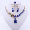 الأزرق كريستال قلادة أقراط مجموعة سوار الهندي الزفاف مجموعات مجوهرات نسائية حزب أزياء والمجوهرات الفاخرة هدية