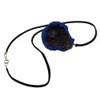 Fashion natural agate stone pendant handmade irregular agate geode leather rope pendant necklace