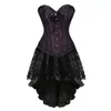 Robe de corset steampunk 2 pièces Costume Cosplay Cosplay Gothic Punk Girle High Low Pirate Dentelle Vintage Victorien Party Club