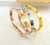 Rose gold 316L stainless steel screw bangle bracelet with screwdriver and stone screws with box 1206068