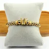 New Clear Cz Cylinders Crown Braiding Men Bracelet Whole 6mm Top Quality Brass Beads Party Gift Jewelry269r