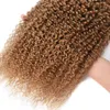 브라질 27 꿀 금발 인간 머리 묶음 3 번들 4x4 레이스 클로저 인간 머리카락과 함께 킨키 곱슬 머리 직조 9782503