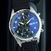 Nuovo pilota Spitfire Fighter Day Date cassa in acciaio quadrante nero in pelle IW387903 Giappone 6S00 Quarzo Cronografo Mens Watch Brown Strap Hello_Watch