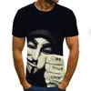 Wydrukowano T Shirt Men Joker Face Męski Tshirt 3D Clown Krótki Rękaw Śmieszne Koszule Topy Tees XXS-6XL