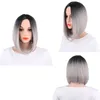 13インチストレートボブスタイル合成ウィッグ160g /ピースレース前頭ウィッグミドル部分ヘアライン150％密度ファイバー異なる色