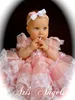 Pink Fancy Heirloom Dress Baby Christening Gowns Infants Pageant Flowers Girls Dresses Lace Tiered Skirts First Communion Gowns