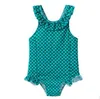 Mermaid Kids Swimwear Girls Ruffle Swimsuit One-Pieces Bikini Rompers Polka Dot Bodysuit Bathing Suit Baby Summer Fashion Beachwear B5055