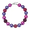 Collier boutique violet pour fille, DIY, rond, grosses perles à bulles, bijoux pour enfants, cadeau d'anniversaire