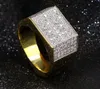 Anelli Hip Hop Bling All Iced Out Real Micro Pave CZ Cool Uomo Donna Coppia Anello Hiphop Argento Oro