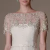 New Luxury Crystals Sexy Short Sleeves Lace Wedding Bridal Bolero Jacket Shawl White/Ivory Custom Made Size 2 4 6 8 10