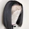 ショートブラントカットボブウィッグストレートレースフロントヒューマンヘアウィッグ黒人女性13x4前面ウィッグ