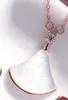 Solid 925 Sterling Silver Fan Shaped Pendant Necklace Black Agate Pink Opal Women Collarbone Necklaces Jewelry6731697