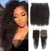 Paquets de cheveux humains bouclés brésiliens avec fermeture Jerry Curl naturel 3 paquets avec fermeture en dentelle 4x4 10-28 pouces Extensions de cheveux humains Remy