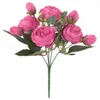 Bouquet de roses de fleurs artificielles de mariage de haute qualité pour la décoration de mariage 30cm de long 9 têtes Bouquet de rose