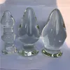 Dia de 48 mm a 80mm pyrex Crystal Glass Anal Plug Big Long Glass Butt Penis Penis adulto Gspot masculino masculbador Dildo Toys sexuais gays Y203435260