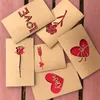 Greeting card birthday kraft paper hollow love rose New Year christmas cards birthday Valentines Mothers Day with envelope