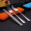 Roestvrijstalen Draagbare Serviezen Servies Reizen Camping Bag Bestek Set Vork Poon Set Picknick Tool 3pcs / Set