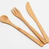 3Pcs/Set Eco-friendly Japanese Portable Cutlery Set Bamboo Dinnerware Set Knife Fork Dinner Tableware Set LX4250