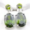 Luckyshine Mais novo Ellipse Green Peridot Gems Crystal Brings 925 Sterling Prata Presente Bonito Festa Festa Charme Brincos