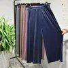 2019 version coréenne de taille élastique pantalon ample couleur unie or velours plissé pantalon large jambe all-match slacks livraison gratuite MX190716