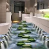 カスタム任意のサイズ3Dフロア壁画壁紙滝クリークブリッジバスルームキッチンリビングルーム通路3Dフロアステッカー防水