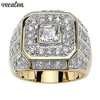 Vecalon Deluxe Male Anneau jaune or rempli 925 Silver Diamonds CZ Party Maridf Bands pour hommes Bijoux Finger Gift305U