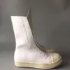 2018ss bottes de genou en cuir véritable pour hommes bottes de mode vraiment haut de gamme à canon blanc à canon long