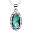 Klasik Çok Renkli Mystic Topaz Gemstone 925 Gümüş Kolye Yumurta Şekilli Kadınlar için YENI Tatil Jewlery Hediyeler Rusya Amerika Birleşik Devletleri Avustralya