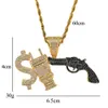 Partihandel-Hip Hop $ Plug Gun Pendant Copper Micro Pave med CZ Stones Halsband Smycken för män och kvinnor CN005