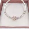 Schillernder Gänseblümchen-Charm, silberne Rose, klare CZ-Charms, authentische Perlen aus 925er Sterlingsilber, passend für europäische Schmuckarmbänder im Pandora-Stil, Nec Andy Jewel