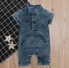 Baby Designer Kläder Ins Kids Romper Spädbarn Killar Denim Jumpsuits Nyfödd Klättring Kläder Sommar Boutique Kläder LY09