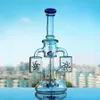 BIG Glass Bong Narghilè Double Recycler Bong Elica Spinning Percolatore Oil Rigs Dab Rig 14mm Joint Water Pipes Con Heady Bowl