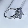 Choucong 100% Real 925 Sterling Silver Promise Ring Princess Cut 5a Zircon Sona CZ Engagement Bröllop Band Ringar för Kvinnor Män
