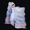 New Arrival Customized Women Silk Belly Dance Fan Veils Peacock Vertical Gradient Light Dance Fan Pair 1.8mx0.9m (70"x35")