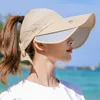 SILOQIN 2019 New Summer Women's Sun Hats Empty Top Hat Sun Visor Retractable Ladies Anti-UV Oversized Visor Women Beach Hats