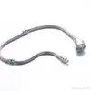 1pcs Drop Shipping Silver Plated Bracelets Women Snake Chain Charm Beads for pandora Beads Bangle Bracelet Children Gift B001