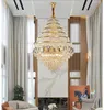 Luxury Golden Stainless Steel D60cm H100cm LED Crystal Pendant Lights E14 Luminarias Dining Room Staircase Pendant Lamp Lighting Fixtures