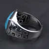 Äkta 925 Sterling Silver Ringar För Män Inlagda Naturliga Sten Mens Ring Polygon Vintage Design Justerbara Turkiet Smycken