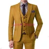 Gloednieuwe bruidegom smoking roze man bruiloft smoking piek revers slim fit mannen jas blazer populaire 3-delige pak (jas + broek + tie + vest) 87