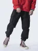 Fashion Streetwear Men Jeans Harem Trousers Japanese Style Big Pocket Cargo Pants hombre Red Loose Fit Hip Hop Joggers Pants Men