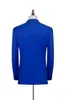 Royal Blue Groom Tuxedos Double-Breasted Men Wedding Tuxedos Peak Lapel Jacket Blazer Popular Men Dinner/Darty Suit(Jacket+Pants+Tie) 1220